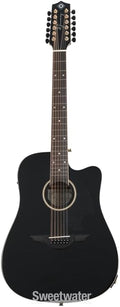 H. Jimenez Glossy Guitarra Doble (12 String Guitar) Cutaway Electric with Hard Wood Case, Glossy Black