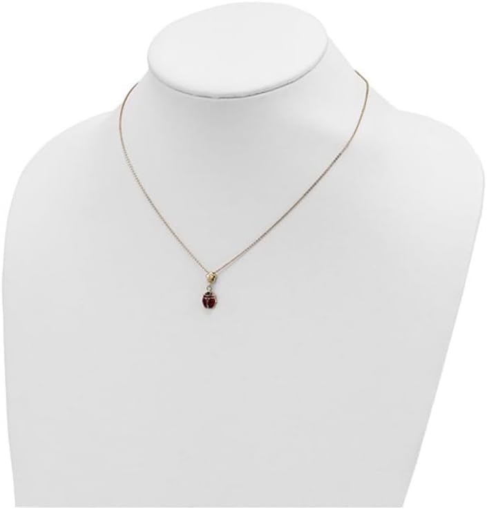 14K Yellow Gold Ladybug Pendant Necklace with 16.5 inch Chain
