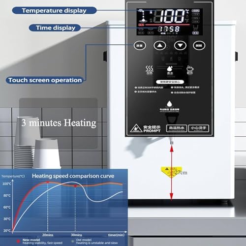 Instant Hot Water Dispenser, 60L/H Commercial Wall Kettle with Touch Screen & Filter, Smart Boiler for Office & Restaurant Use, Efficient Water Heating Solution,White,50L/H