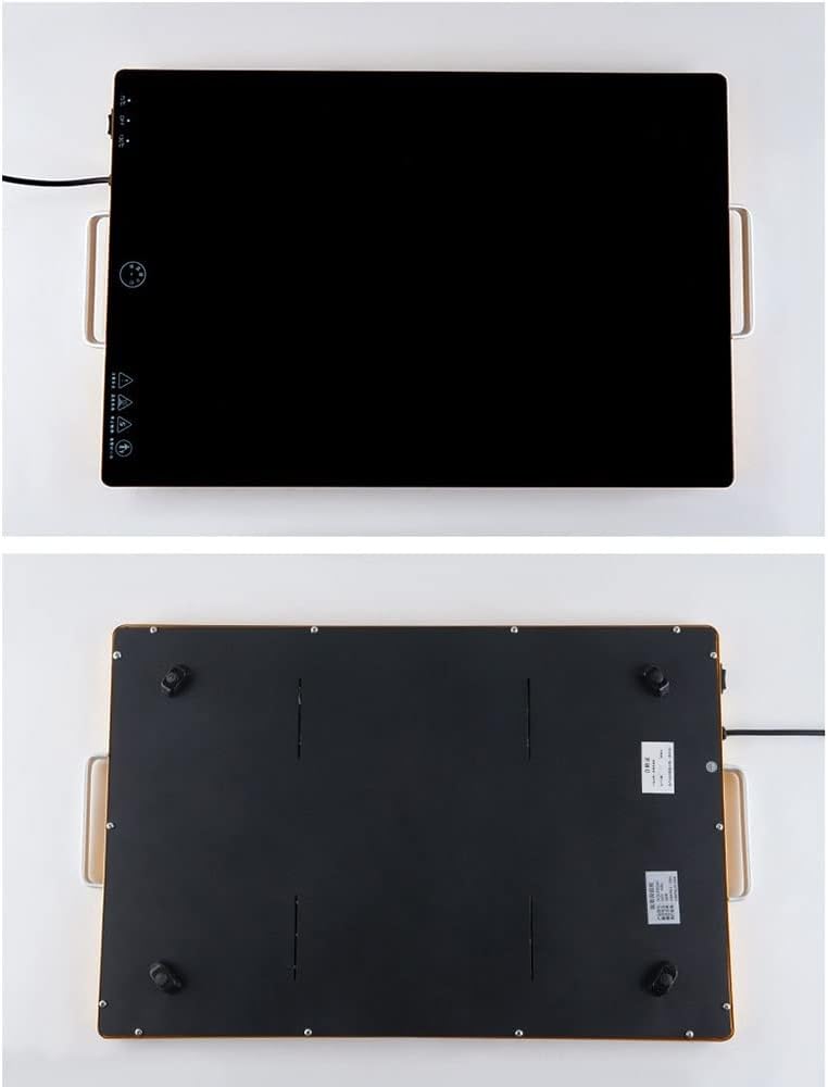 Stainless Warming Hot Plate Black Glass Top Portable Electric Food Tray Dish Warmer Warming Tray W/Cool-Touch Handles,Keep Food Warm for Restaurant,Parties,Buffet Serving