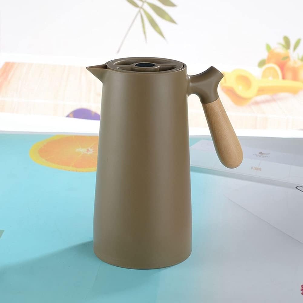 HBJWOV 1L Large Capacity Nordic Thermal Insulation Kettle Household Thermal Insulation Pot Glass Liner Hot Water Bottle(Coffee Color)