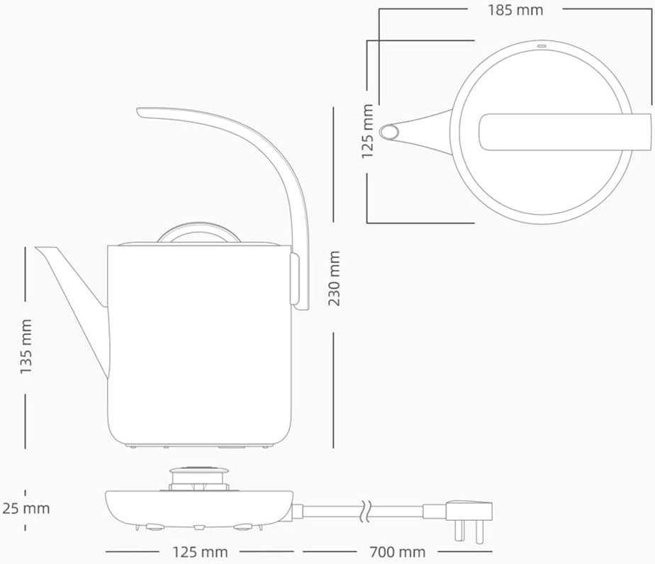 Electric Tea Water Kettle, 850Ml Stainless Steel Tea Kettle, Automatically Shut Off and Boil Dry to Protect Water, Tea and Coffee