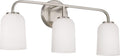 HomePlace by Capital Lighting 148831BN-542 Lawson Transitional Soft White Glass Bell Vanity Light for Bathroom, 3-Light 300 Total Watts, 10' H x 24' W, Brushed/Satin Nickel