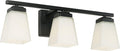 HomePlace Lighting 114431MB-334 Baxley Modern Soft White Glass Bathroom Vanity Wall Light, 3-Light 300 Total Watts, 7' H x 22' W, Matte Black