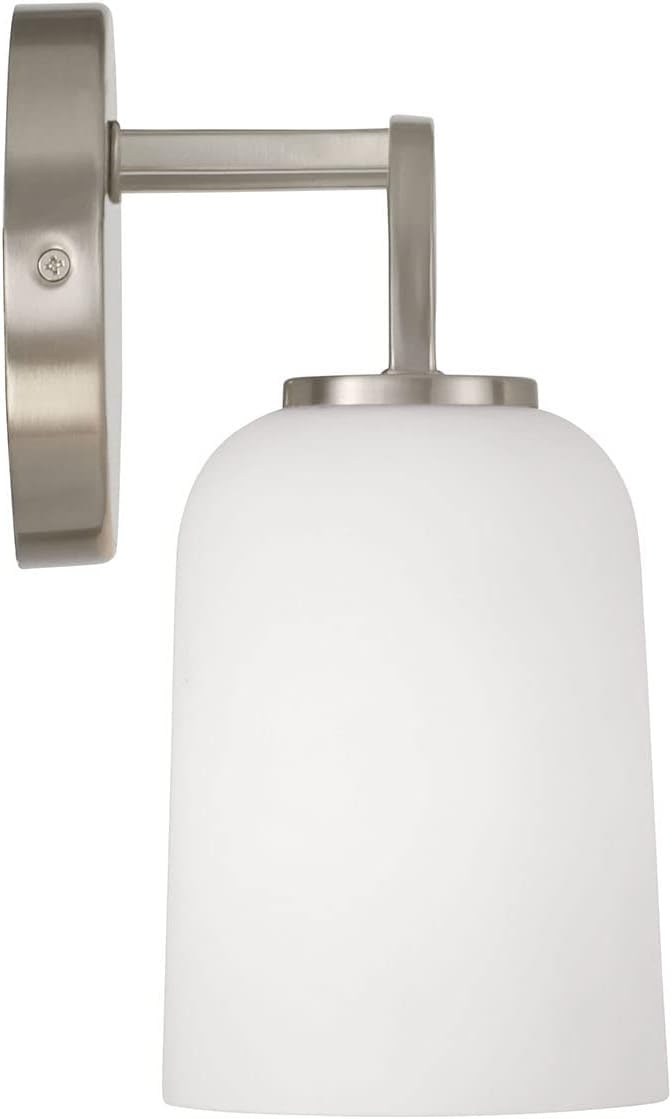 HomePlace Lighting 148821BN-542 Lawson Transitional Soft White Glass Bell Vanity Light for Bathroom, 2-Light 200 Total Watts, 10' H x 14' W, Brushed/Satin Nickel