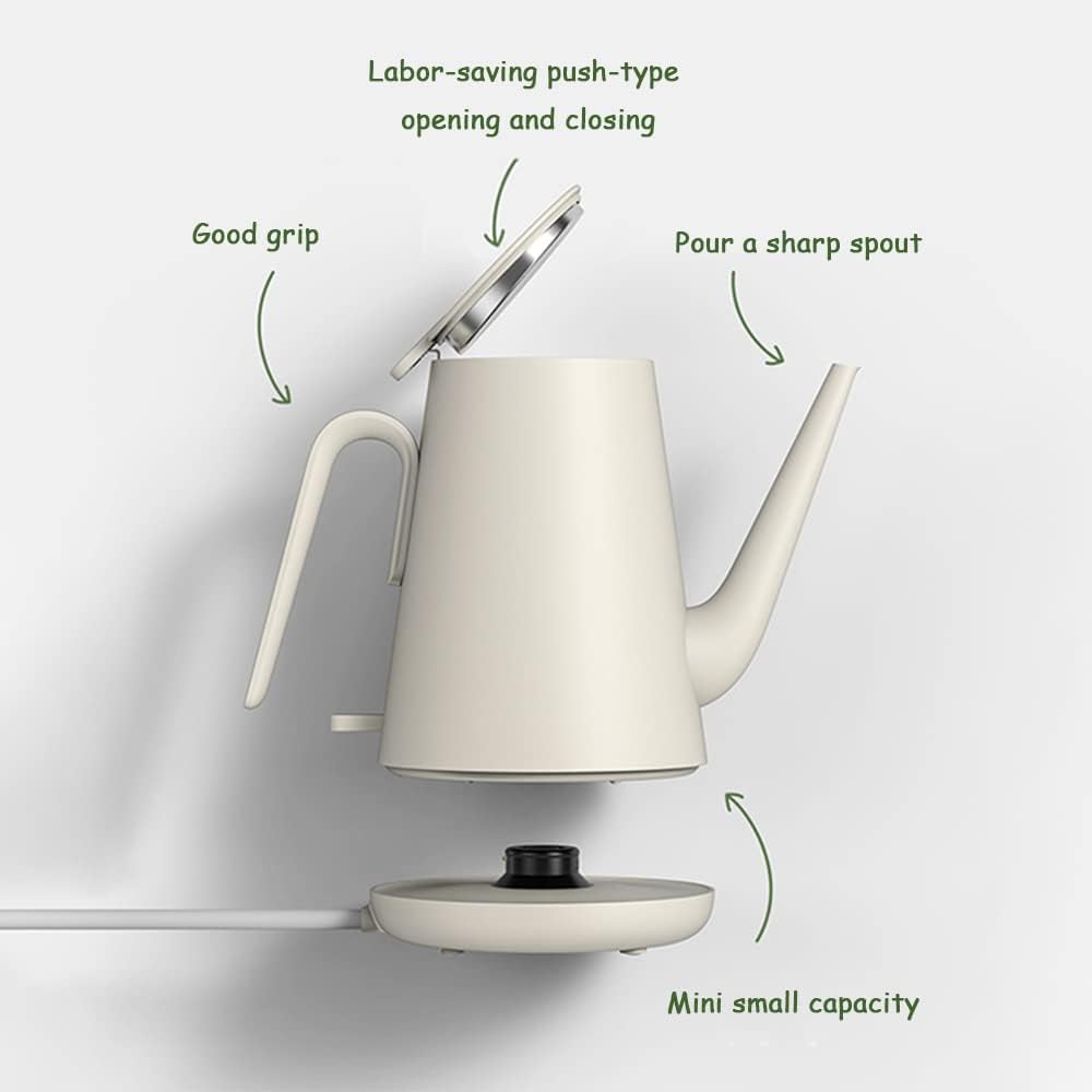 Long-Mouth Electric Kettle, 600ml Household Electric Kettle for Instant Hot Drink, Suitable for Hand-Made Coffee, Tea, Water,Black