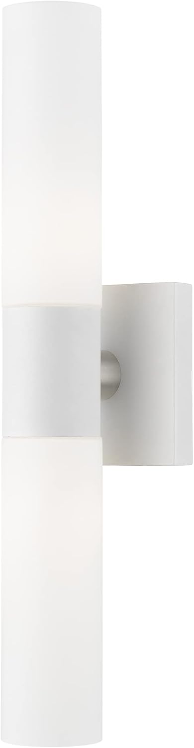 Livex Lighting 10102-03 Aero 2 Light ADA Vanity Sconce, White with Brushed Nickel Accent, 4.5 x 17.75