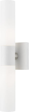 Livex Lighting 10102-03 Aero 2 Light ADA Vanity Sconce, White with Brushed Nickel Accent, 4.5 x 17.75