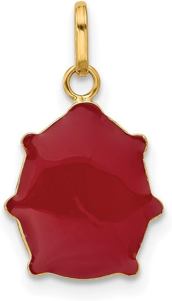 JewelryWeb 14k Yellow Gold Hollow Polished Enameled Ladybug Charm 19x11mm Wide Pendant Necklace for Women