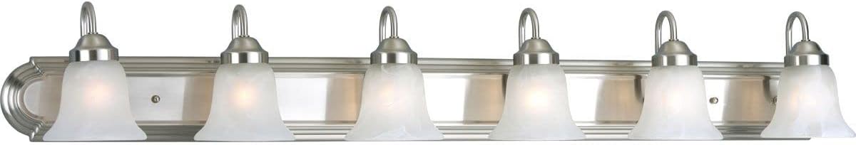 Progress Lighting P3056-09 Alabaster Glass Bath & Vanity, 48-Inch Width x 7-1/4-Inch Height, Nickel