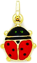 JewelryWeb 14k Yellow Gold Enamel Large Ladybug Pendant Necklace 18x10mm Pendant for Women