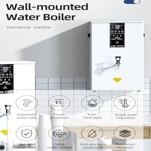 Electric Hot Water Dispenser, 2500W 50L Commercial Stainless Steel, Boiler, for Restaurant, Hotel, and Office Use (Black 50L)