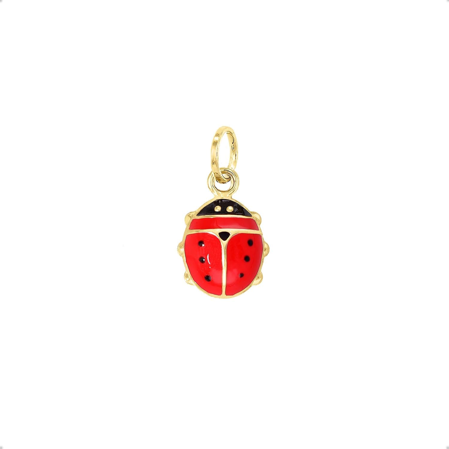 forme di Lucchetta - Lucky Red Ladybug Pendant Necklace in 14K Yellow Gold | Hypoallergenic Jewelry for Women and Girls | Precious Gift from Italy