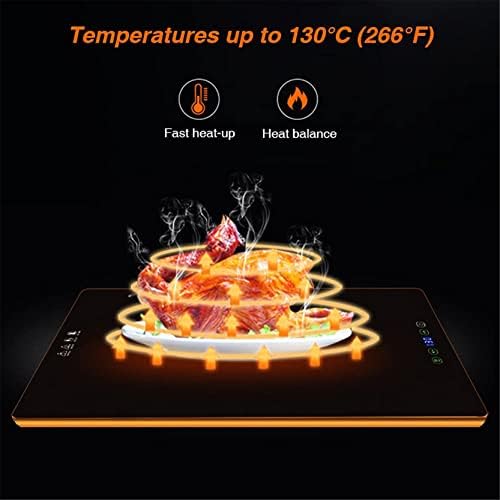Plate Warmer Electric Food Warmer Plate Buffet Warming Tray Hot Plate Electric Food Warmer Large Size Touch Screen Tempered Glass Panel for Kitchen Dining Room