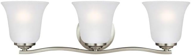 Generation Lighting 3-Light Emmons Traditional Bath Fixture Wall Lamp Brushed Nickel 4439003-962, Bathroom Light Fixture for Home Décor, Wall Sconce Vanity Light Fixture and Bathroom Accessory