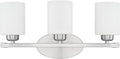 HomePlace Lighting 115231BN-338 Dixon Modern Soft White Glass Bathroom Vanity Wall Light, 3-Light 300 Total Watts, 9' H x 21' W, Brushed Nickel
