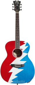 D'Angelico Premier Grateful Dead Tammany OM Acoustic-electric Guitar - Red, White, and Blue Lightning Bolt