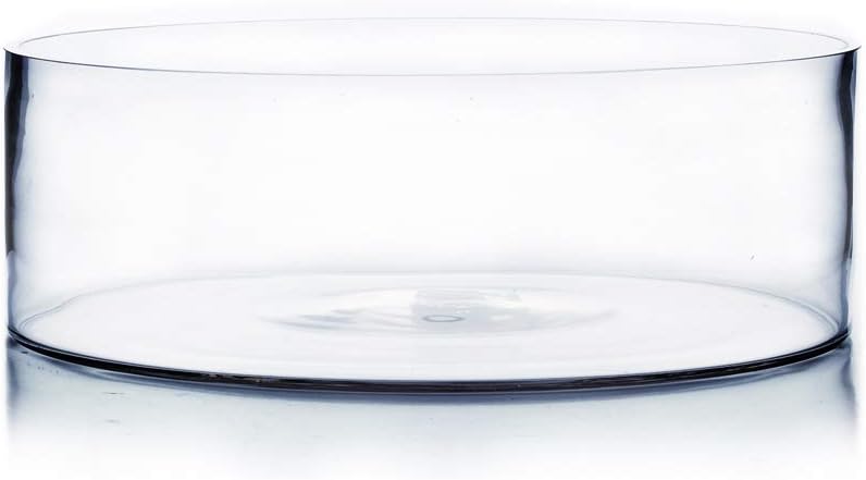 WGV Cylinder Vase Bulk, Open Width 12', Height 4', Clear Flat Pan Style Container, Planter Terrarium, Floral Centerpiece for Wedding Party Event, Home Office Decor, 6 Pieces