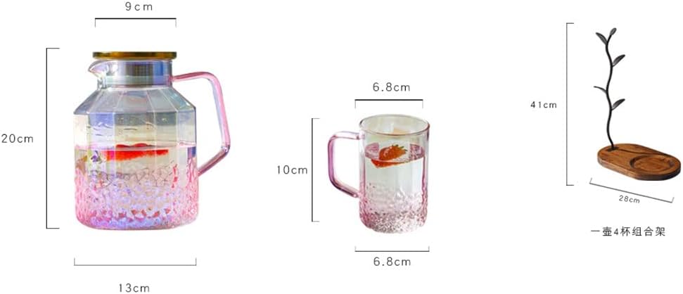 Symphony Pink Cold Kettle Household High Borosilicate Glass High Temperature Hot and Cold Kettle Water Cup Set