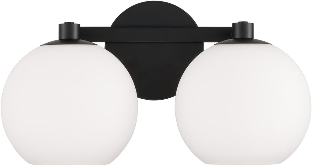 HomePlace by Capital Lighting 152121MB-548 Ansley Retro/Vintage Mid-Century Art Deco Soft White Glass Bath Vanity Wall Light, 2-Light 200 Total Watts, 8' H x 15' W, Matte Black