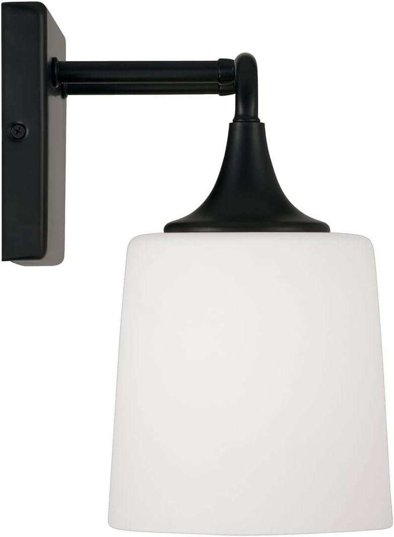 HomePlace Lighting 148921MB-541 Presley Transitional Rustic Soft White Glass Cone Vanity Light for Bathroom, 2-Light 200 Total Watts, 10' H x 16' W, Black