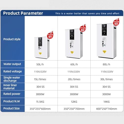 Instant Hot Water Dispenser, 60L/H Commercial Wall Kettle with Touch Screen & Filter, Smart Boiler for Office & Restaurant Use, Efficient Water Heating Solution,White,50L/H