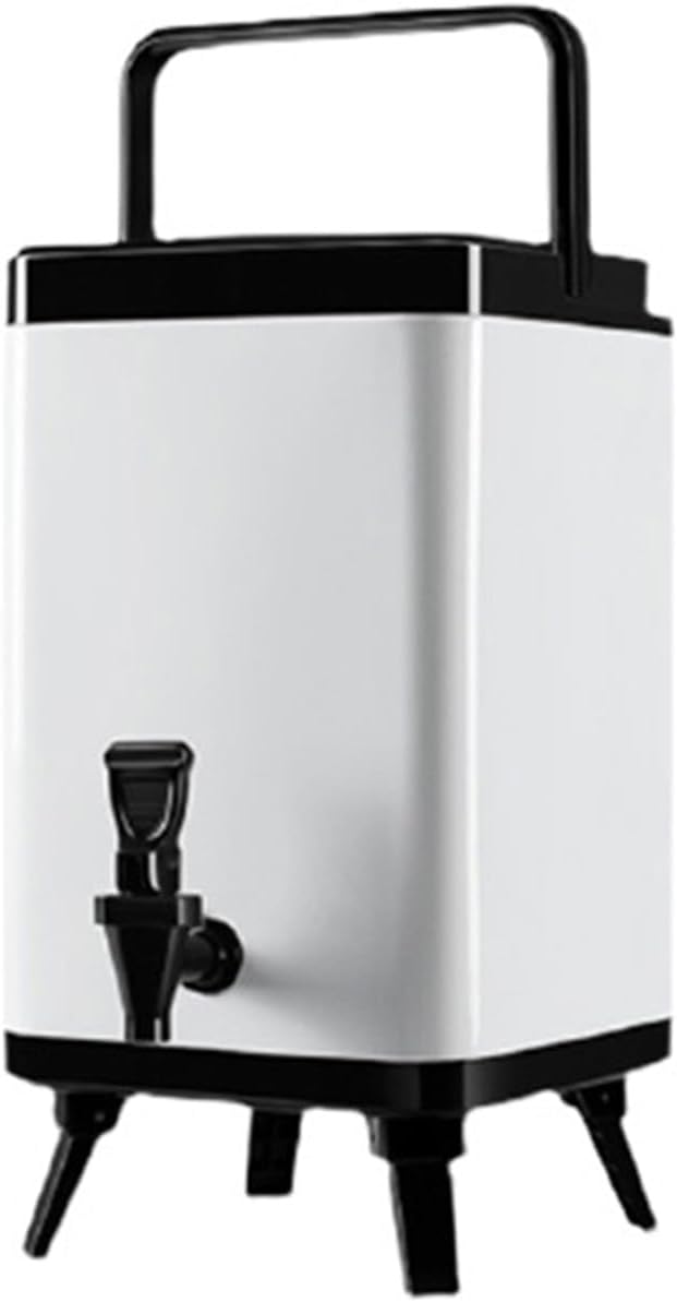 Home Kitchen Hot Water Barrel with Handle, Stainless Steel Insulated Beverage Dispenser,for Party BBQ Family Gathering Camping,White,12L