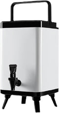 Home Kitchen Hot Water Barrel with Handle, Stainless Steel Insulated Beverage Dispenser,for Party BBQ Family Gathering Camping,White,12L