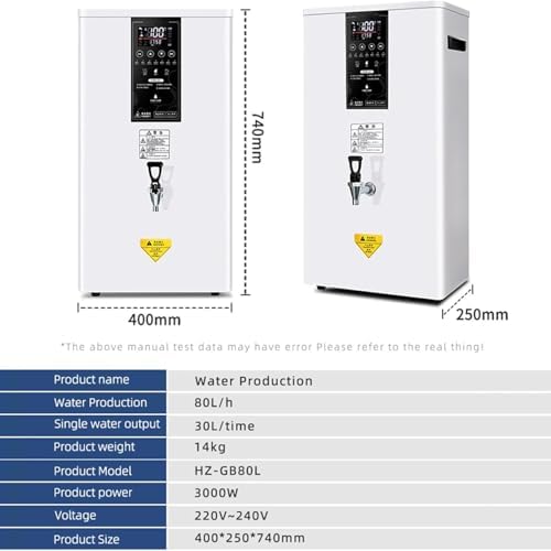 Instant Hot Water Dispenser, 60L/H Commercial Wall Kettle with Touch Screen & Filter, Smart Boiler for Office & Restaurant Use, Efficient Water Heating Solution,White,80L/H