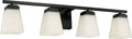 HomePlace Lighting 114441MB-334 Baxley Modern Soft White Glass Bathroom Vanity Wall Light, 4-Light 400 Total Watts, 7' H x 31' W, Matte Black