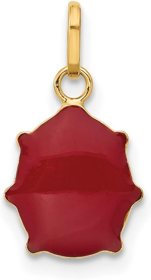 JewelryWeb 14k Yellow Gold Hollow Polished Enameled Ladybug Charm 13x9mm Pendant Necklace for Women
