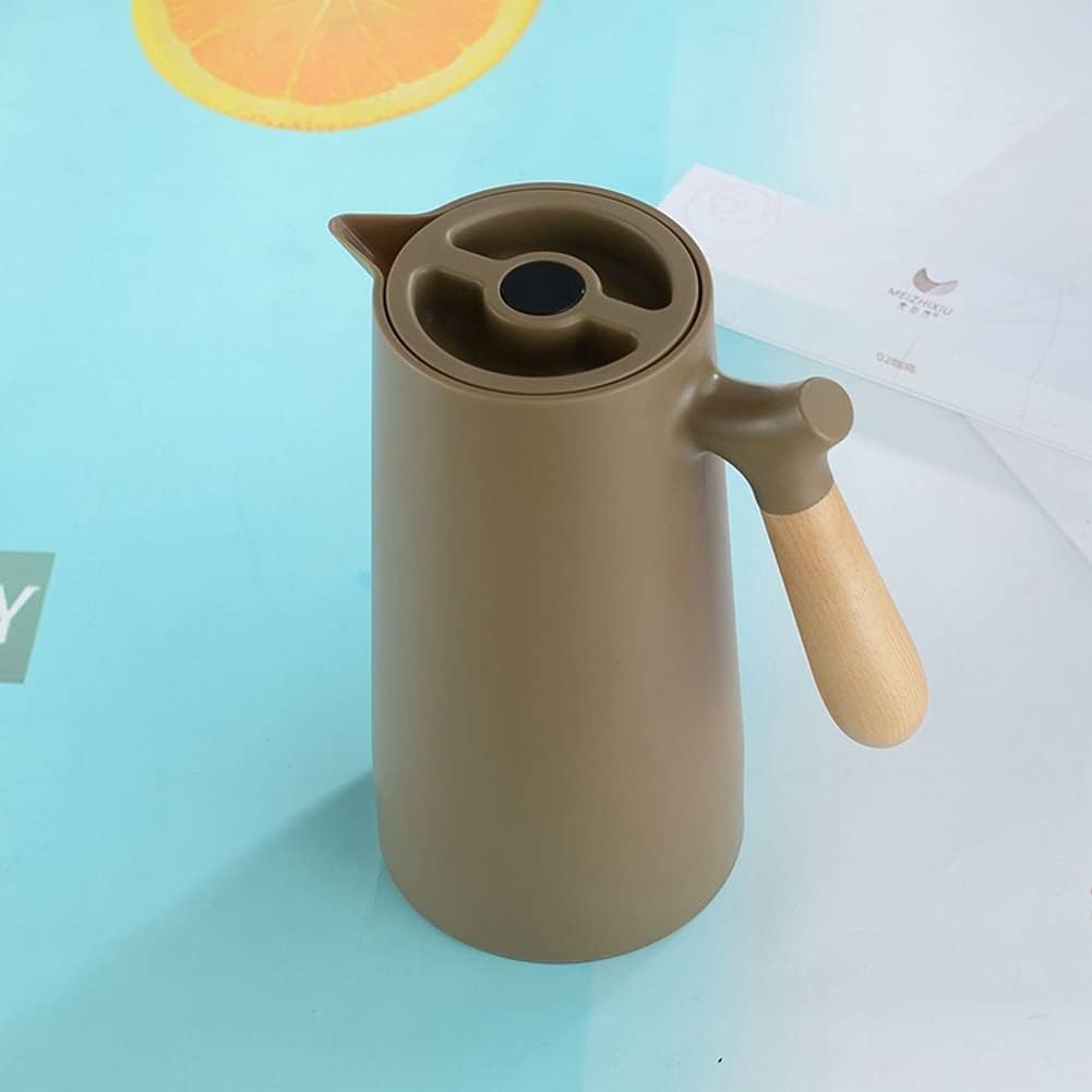 HBJWOV 1L Large Capacity Nordic Thermal Insulation Kettle Household Thermal Insulation Pot Glass Liner Hot Water Bottle(Coffee Color)