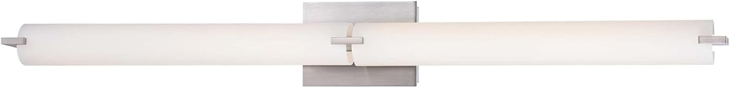 GEORGE KOVACS P5046-084-L Tube LED Vanity Bath Light, 2-Light, 40 Total Watts, 4.75-in H x 39.75-in W, Brushed Nickel