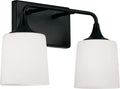 HomePlace Lighting 148921MB-541 Presley Transitional Rustic Soft White Glass Cone Vanity Light for Bathroom, 2-Light 200 Total Watts, 10' H x 16' W, Black