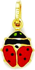JewelryWeb 14k Yellow Gold Enamel Medium Ladybug Pendant Necklace 16x8mm Pendant for Women