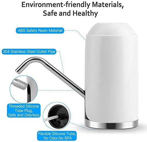 Water Bottle Pump, Electric Drinking Water Pump 5 Gallon Water Bottle Cooler Dispenser USB Charging Portable Water Dispenser