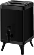 Home Kitchen Hot Water Barrel with Handle, Stainless Steel Insulated Beverage Dispenser,for Party BBQ Family Gathering Camping,Black,6L
