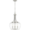 Joliet 3 Light Pendant, Brushed Nickel and Clear