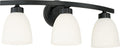 HomePlace by Capital Lighting 114331MB-333 Jameson Transitional Soft White Glass Bathroom Vanity Wall Light, 3-Light 300 Total Watts, 9' H x 21' W, Matte Black