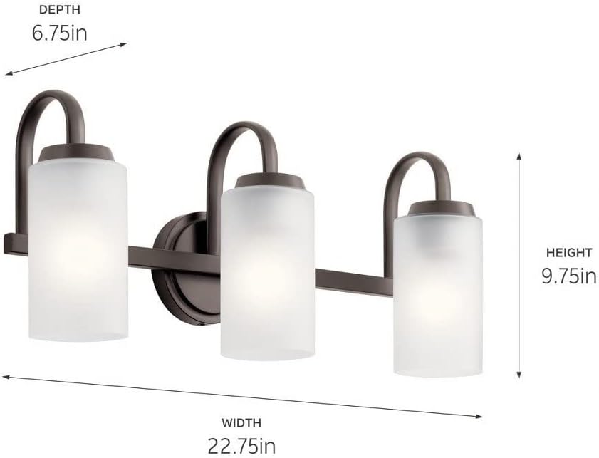 Kichler 55087NI Kennewick Vanity, 3-Light 225 Total Watts, Brushed Nickel