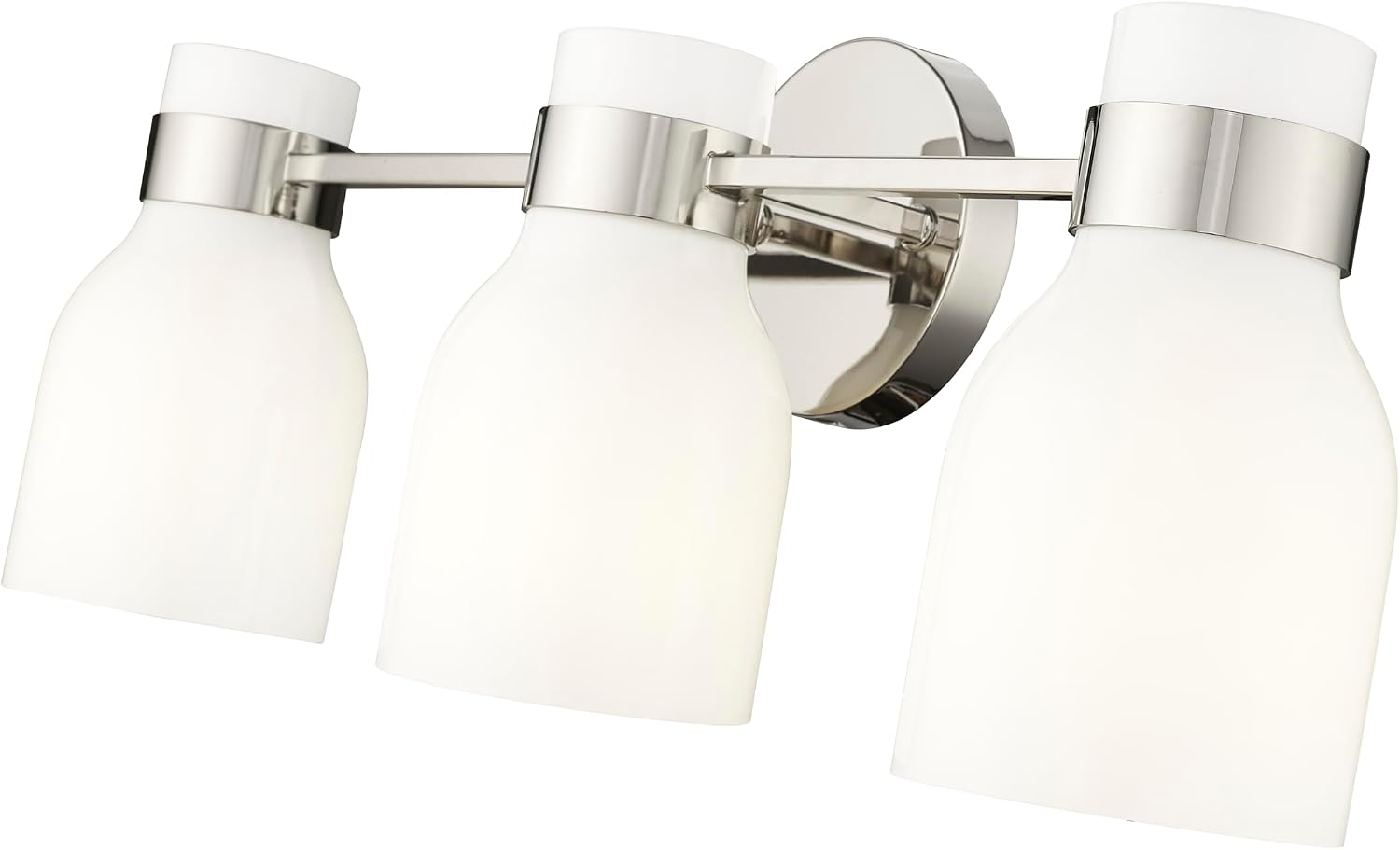 ML Lighting | Corella Collection | 23003-PN | Indoor 3 Light Vanity in Polished Nickel with Opal Shiny Glass Shade | Elegant and Versatile Design for Any Bathroom