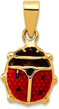 JewelryWeb 14k Gold Polished Red Black Enamel Ladybug Pendant Necklace 10x8mm Wide Pendant for Women