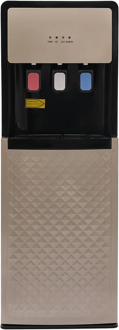 Bottom Loading Water Dispenser, 3 Temperatures - Room, Hot & Cold Water Dispenser for 5 Gallon Bottles, Bottom Load 5 Gallon Water Cooler Dispenser for Home, Office, Living Room (Champaign Gold)