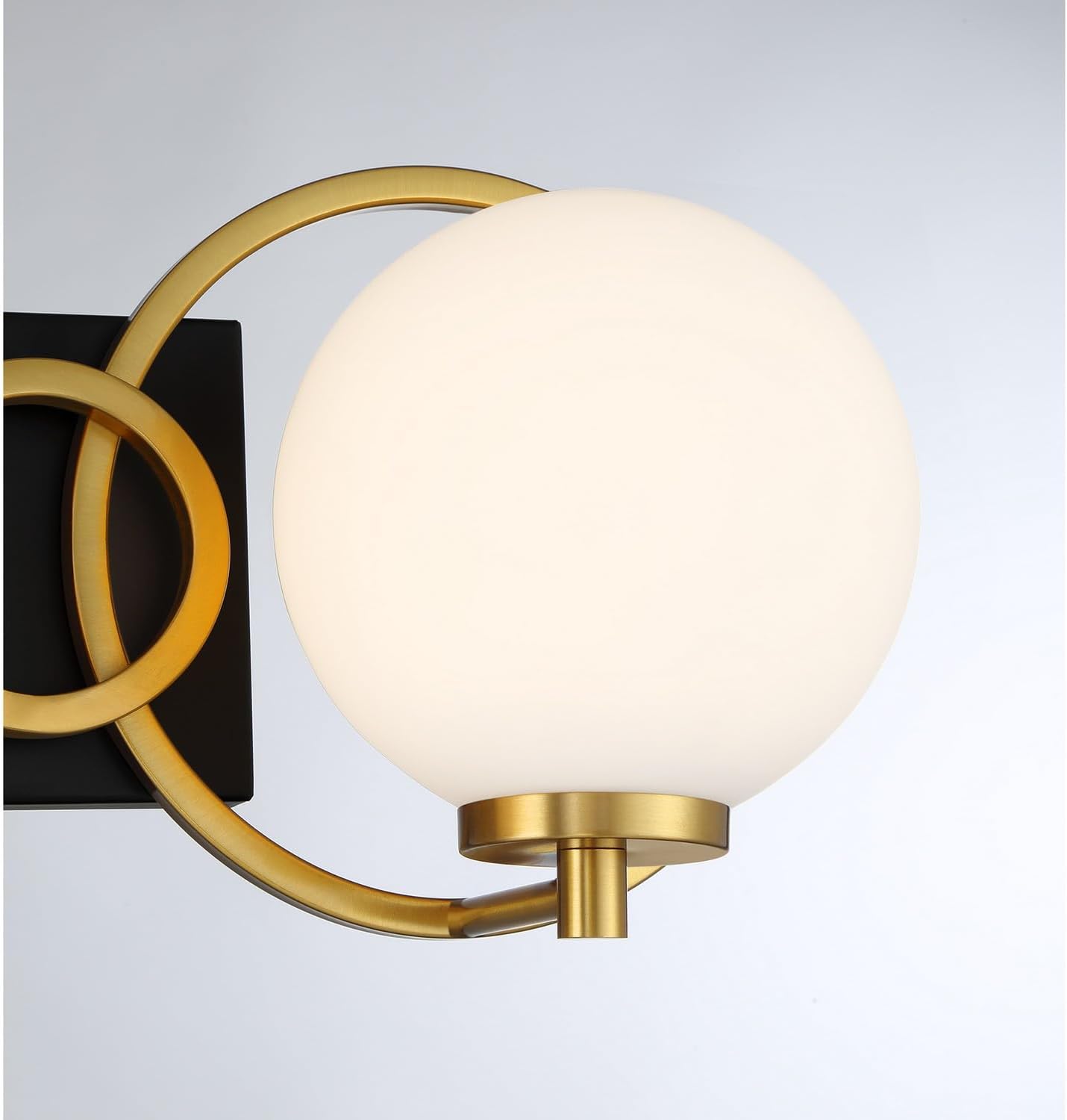 Savoy House 8-6180-3-143 Alhambra Vintage Mid-Century Modern Soft Frosted Glass Orb Bathroom Vanity, 3-Light 180 Total Watts, 8' H x 25' W, Matte Black & Warm Brass