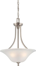 Nuvo Lighting 60/4147 Three Light Surrey Pendant with Frosted Glass, Brushed Nickel