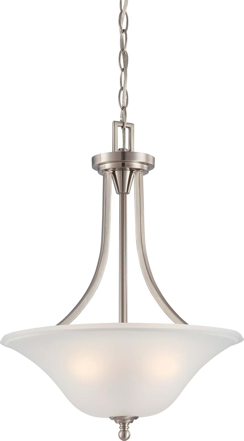 Nuvo Lighting 60/4147 Three Light Surrey Pendant with Frosted Glass, Brushed Nickel