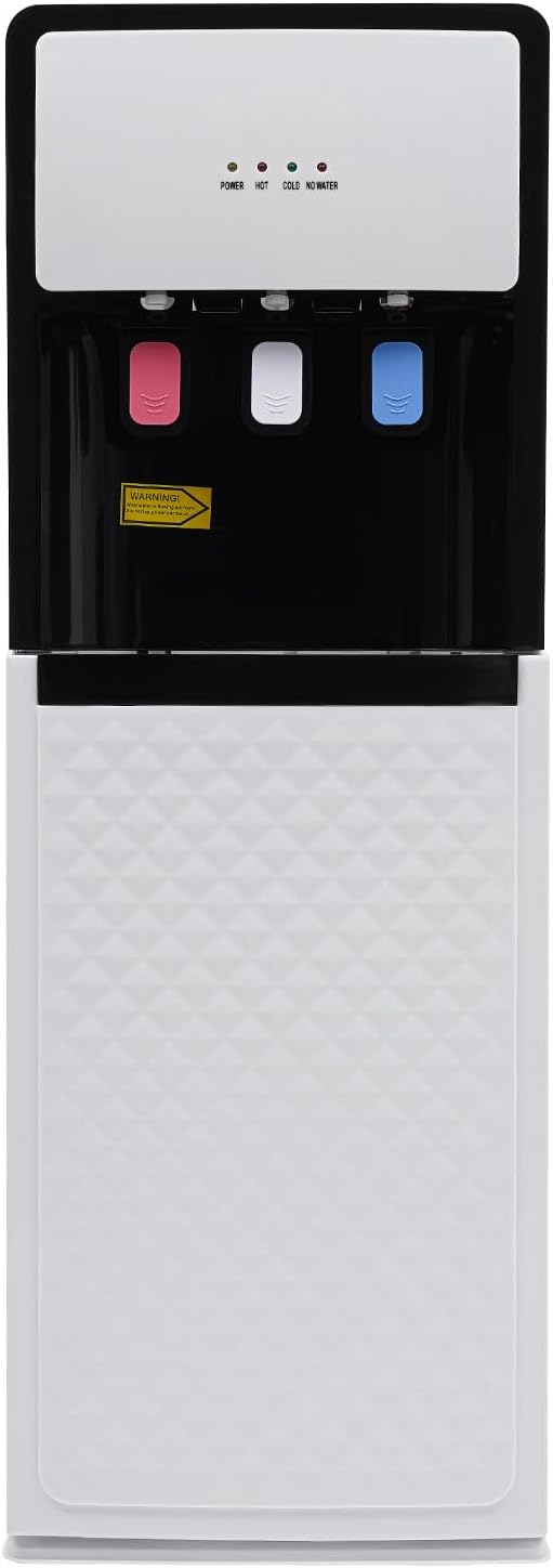 Bottom Loading Water Dispenser, 3 Temperatures - Room, Hot & Cold Water Dispensers for 5 Gallon Bottles, Bottom Load 5 Gallon Water Dispenser for Home, Office, Living Room (White)