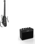 Acoustic-Electric Nylon String Classical Guitar– Ultra-Lightweight Travel Guitar, Black and Mini Guitar Amp Small Electric Amplifier 5W Portable