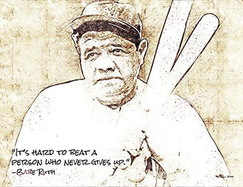 ArtExpert Babe Ruth Sketch by Susan Ball - 32 x 24 Premium Gallery Stretched Canvas Ready to Hang