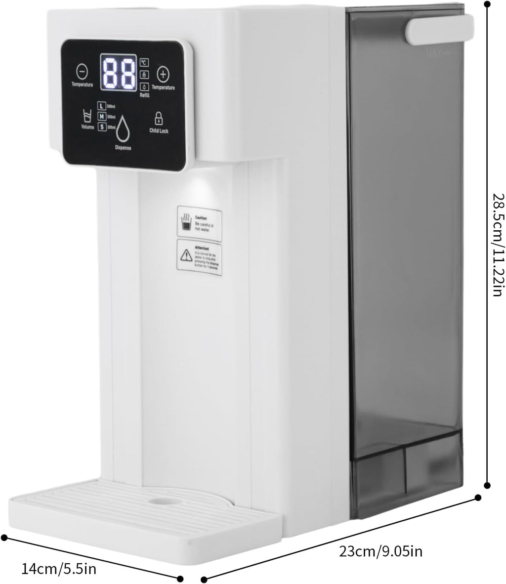 3L Instant Hot Water Dispenser, 1500W Countertop Water Filter with Safety Lock, Quick Heating Water Cooler for Kitchen, Office, RV, Bedroom & Living Room (White)